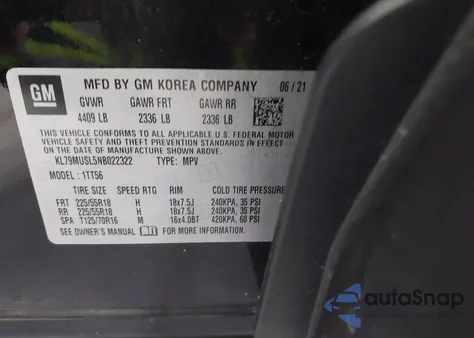 2022 Chevrolet Trailblazer Awd Rs from USA, damaged, VIN KL79MUSL5NB022322